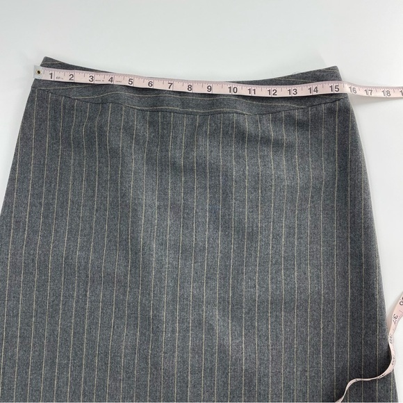 NWOT Casual Corner Stripe Academia Back Pleated Y2K Skirt 100% Wool - Picture 5 of 11